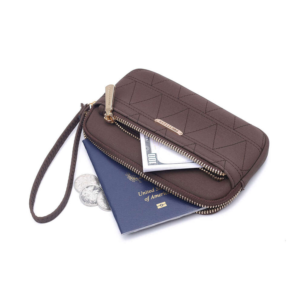 Luxury fashion wallet New Model Passport Coin Purse Clutch For Women Simple Diamond Pattern Large Capacity Phone Bag With Double Zipper Wrist Strap