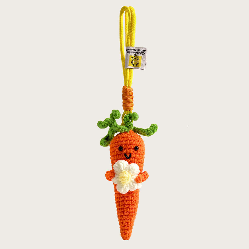 Cute Carrot Broccoli Vegetable Bag Pendant Handmade Knitted Keychain Doll Small Ornament Creative Gift