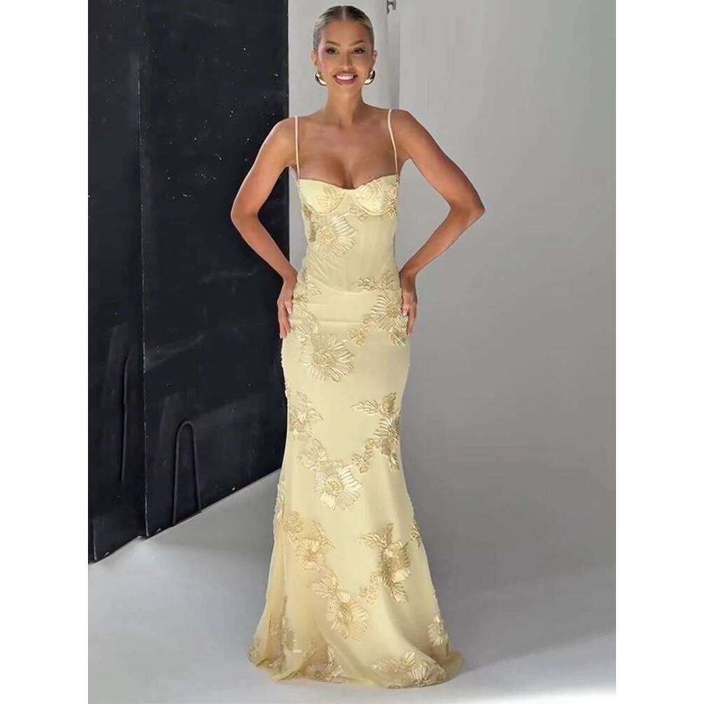 Women Flower Printed Sling Long Dresses Sleeveless Off Shoulder Floor Length Backless Maxi Dress Lady Elegant Chic Party Robe C260312