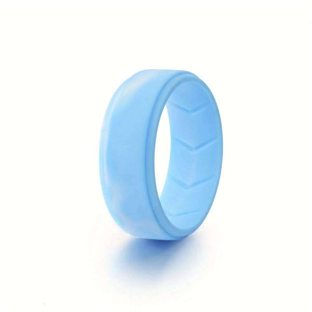 8 Pack Men's Silicone Wedding Bands, 8mm Wide Rubber Rings Workout Sports, Comfort Fit Ring Set, Gift for Husband Him H260312