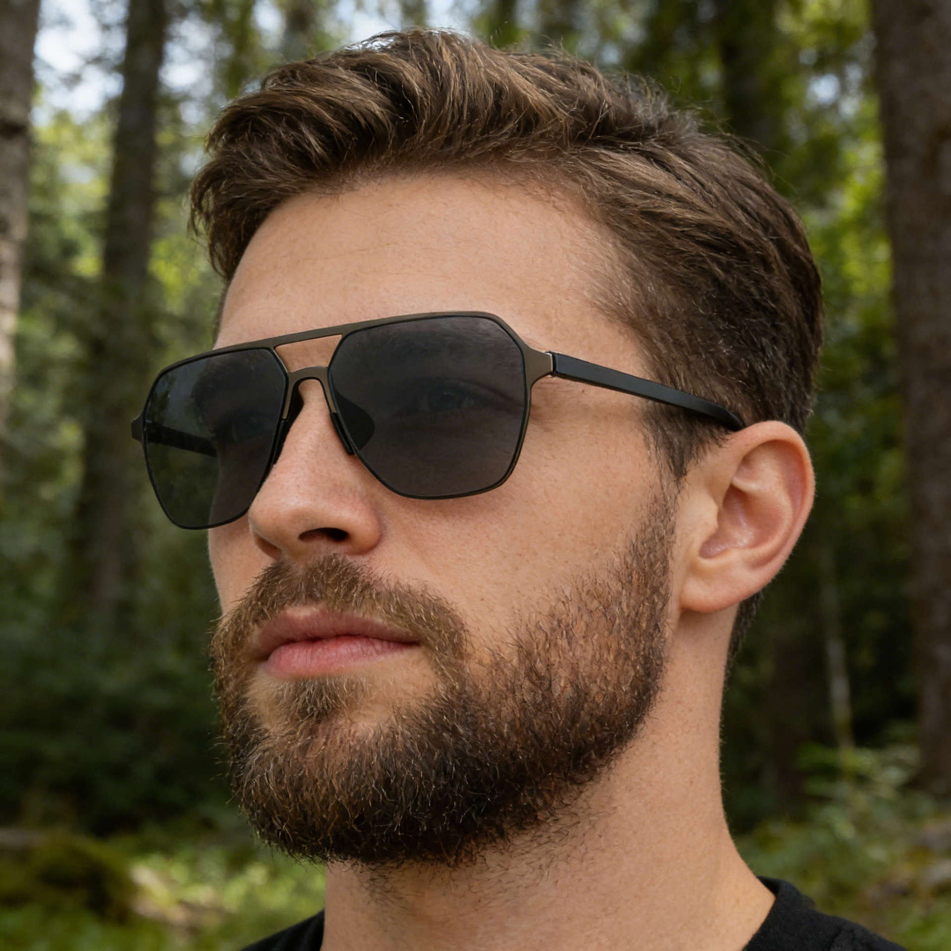 2026 New Fashion Square Frame Nylon Polarized Sunglasses Men, Double Beam Outdoor Driving Sun Protection Glasses for Men