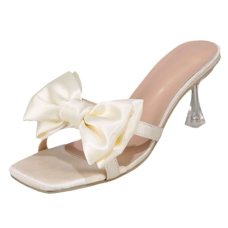 designer shoes Square Thin Heel Bowknot Sexy Sandals for Women Summer European and American Open Toe Petite High Heels