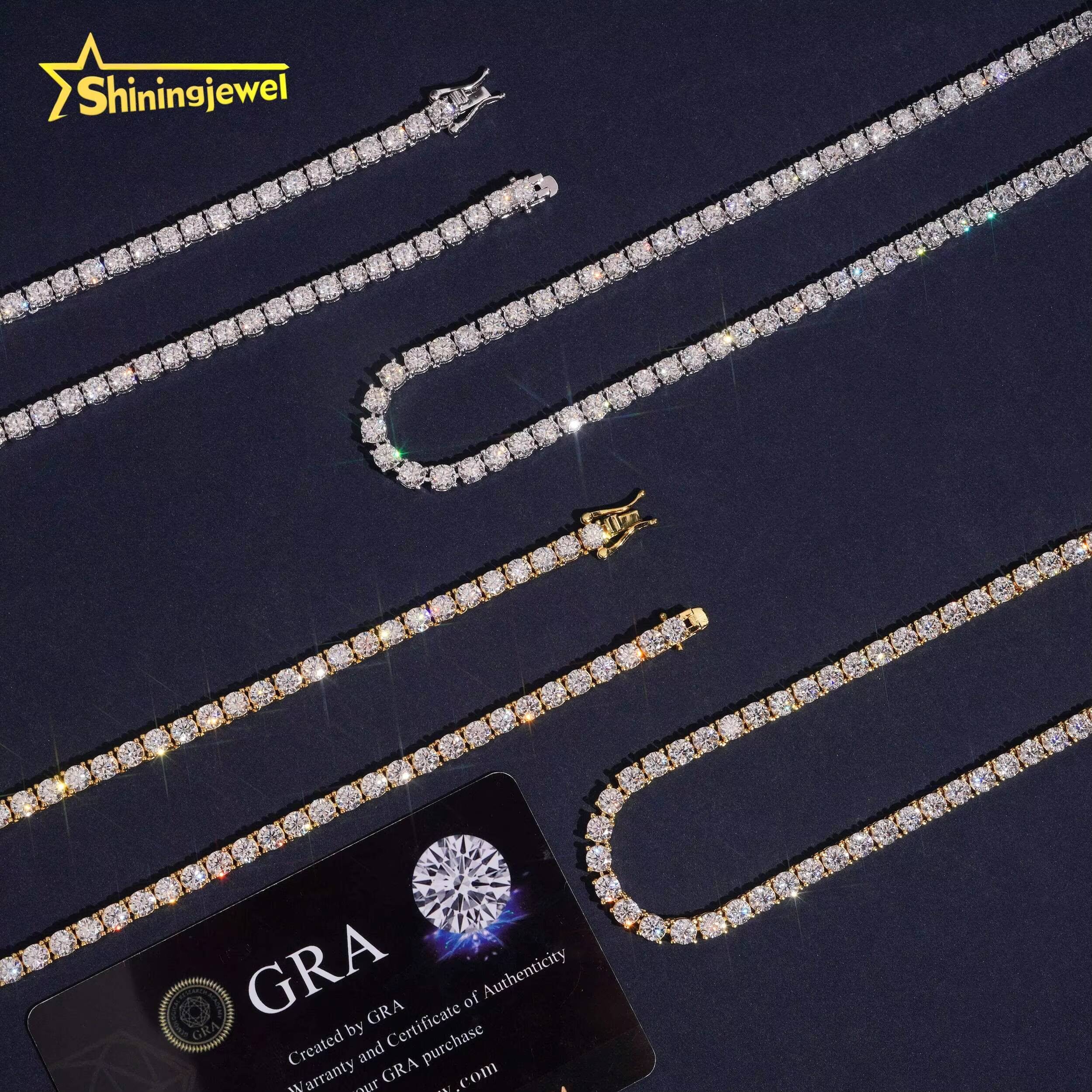 USA Warehouse Hot Selling 3mm Fast Delivery Pass Diamond Tester 925 Moissanite Tennis Bracelet Tennis Chain Moissanite