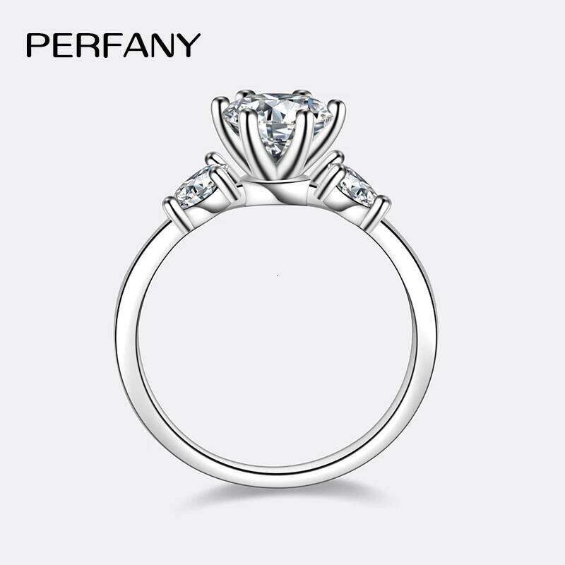 PERFANY 1CT Moissanite Ring for Women S925 Pure Silver Flower Design Laboratory Certification Diamond Wedding Elegant Jewelry H260312