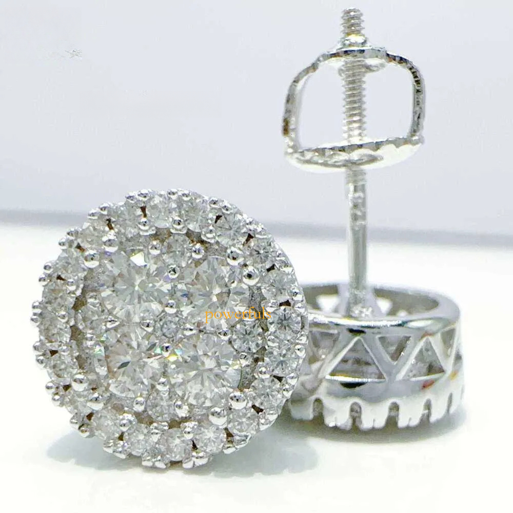 Fashion VVS Diamond Earrings Round Hip Hop Jewelry GRA Moissanite Screw Back Earring For Women