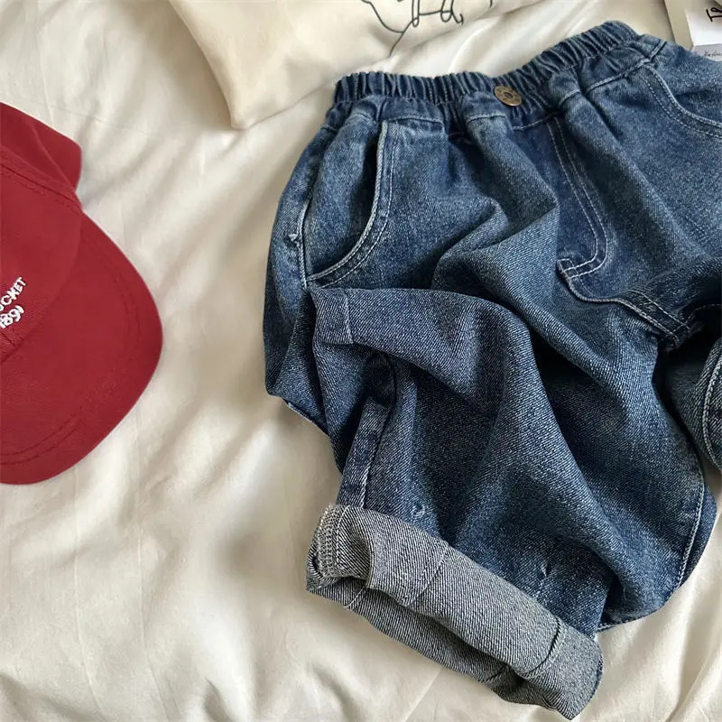 Autumn Kids Denim Pants Loose Fit Jeans for Boys And Girls Casual Trendy Outdoor Clothing 27T Baby Childrens 260311