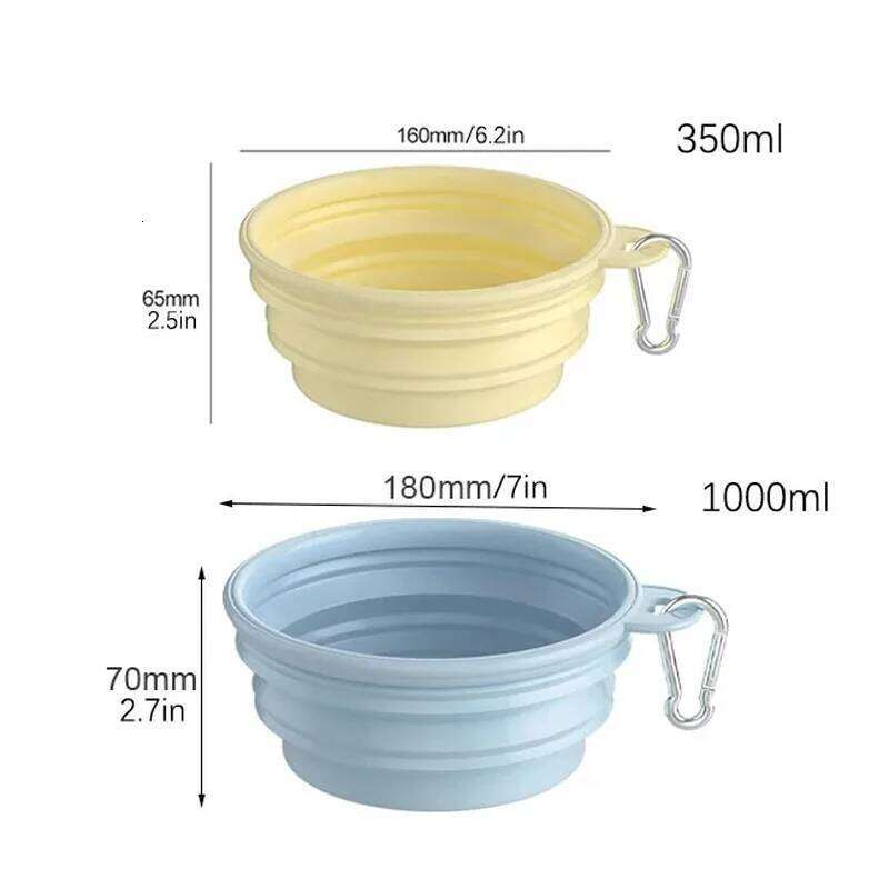 350ml/1000ml Collapsible Outdoor Travel Pet Drinking for Dog Cats Folding Silicone Bowl Puppy Food Container 26Y0312