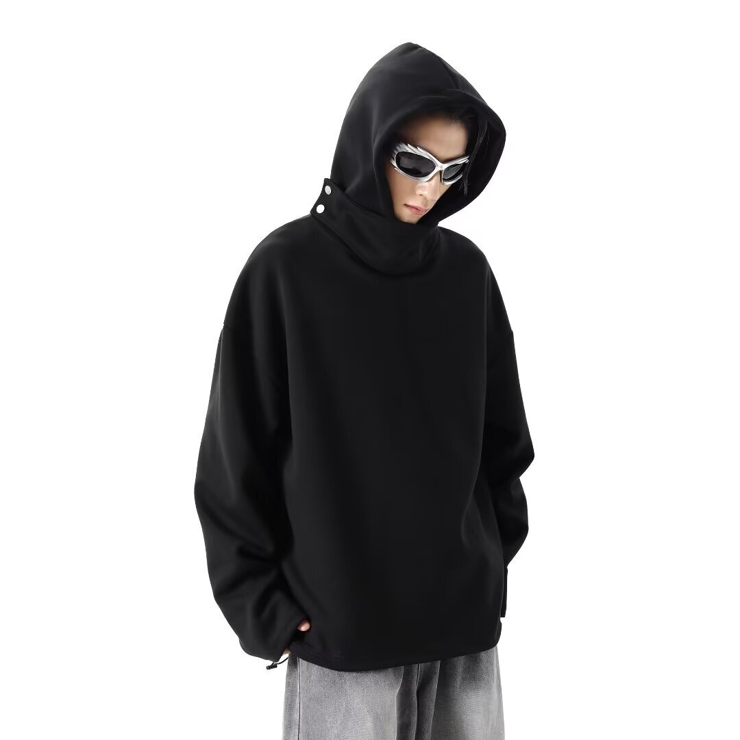 New Style Heavyweight Stand-up Collar Hooded High Street Niche Sweatshirt Unisex Solid Color Pullover Trade Trendy Designer Hoodie Brand Sweatshirt