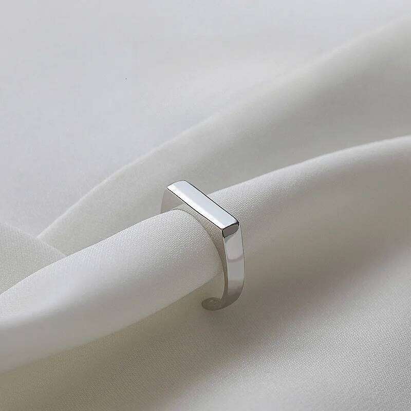 Sterling Silver Smooth Surface Rectangle Rings For Women Wedding Jewelry Accessories Wholesale Argent 925 H260312