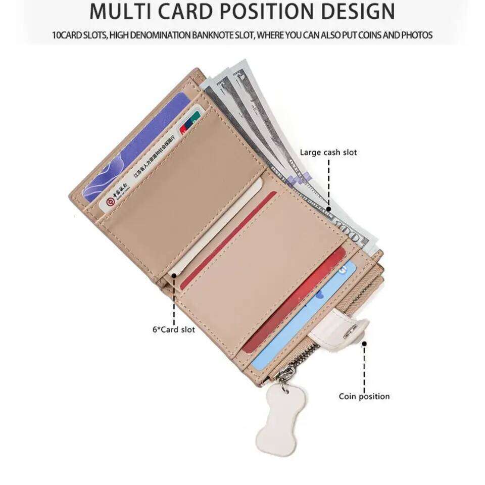 Casual Korean Style Embroidery Sausage Dog Wallet Purse Cartoon Coin Pouch Ultra Thin PU Leather Card Holder Outdoor