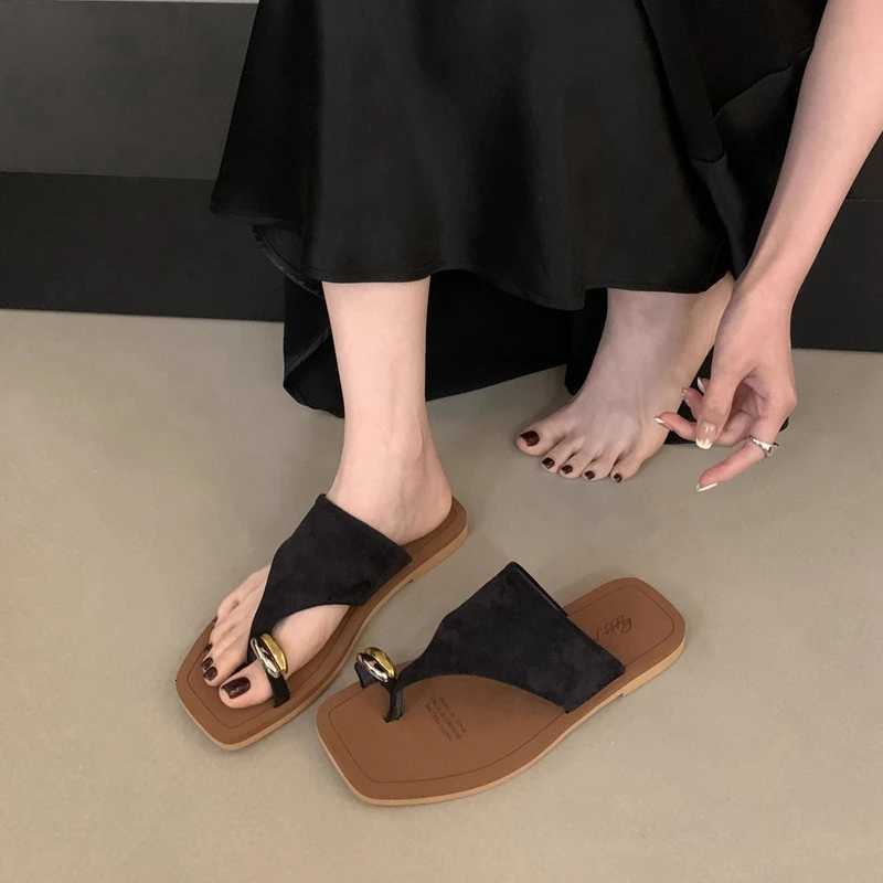 SUOJIALUN 2025 Summer New Women Slipper Fashion Slip On Ladies Casual Flip Flops Shoes Soft Flat Heel Casual Sandal Slides K260312