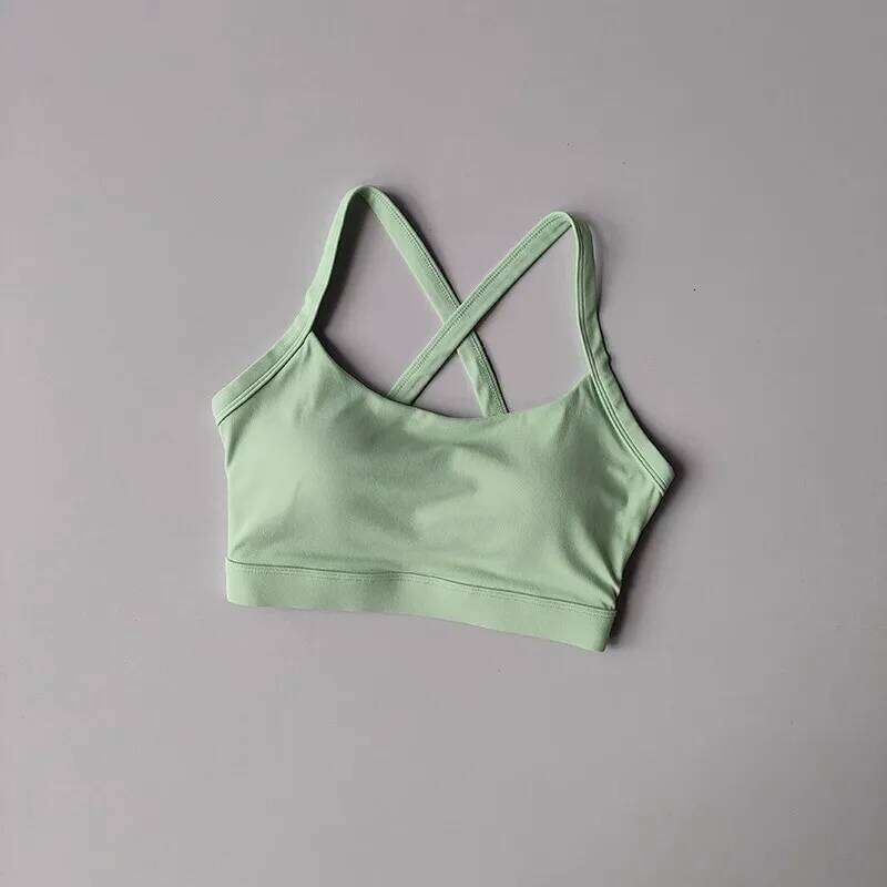 Women's Solid Color Underwear Fitness Bra Soft Cross Push-Up Gym Sports with Chest Pad Yoga Vest Sport Crop Top 26Y0312