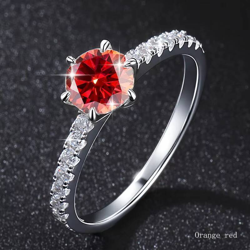 1ct Moissanite Vintage Silver Ring Classic S925 Sterling Jewelry for Wedding Anniversary Party Valentines Day Gift