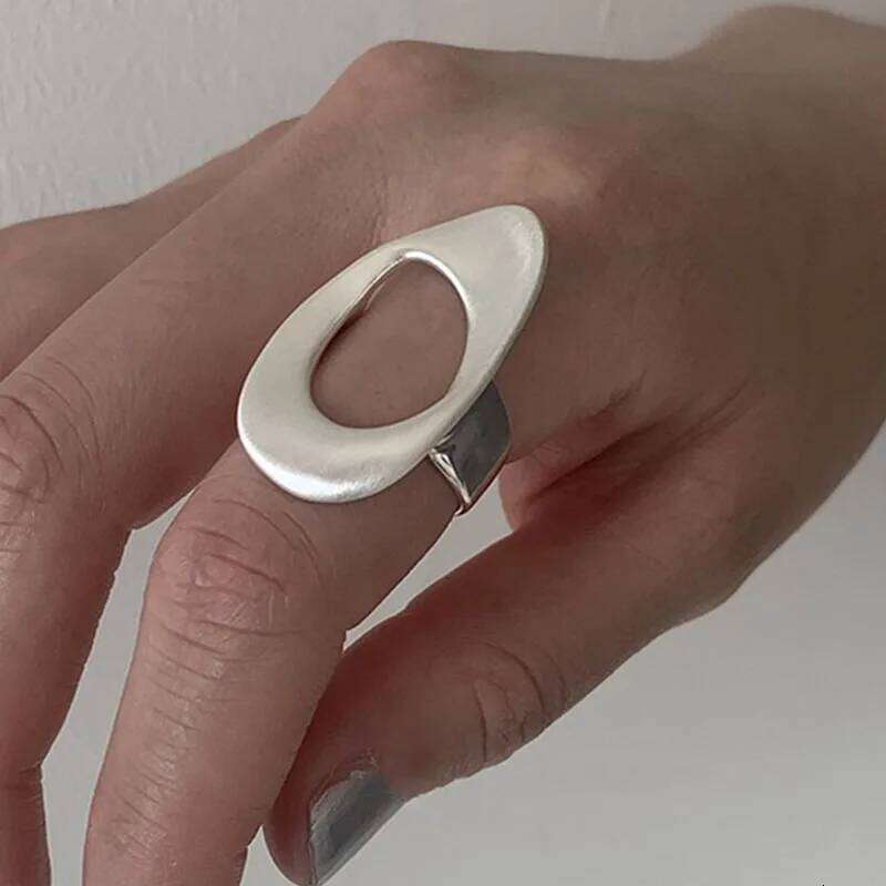 925 Sterling Silver Rings Women Geometric Fine Jewelry Finger Adjustable White Circle Hollow Ring For Party Birthday Gift H260312