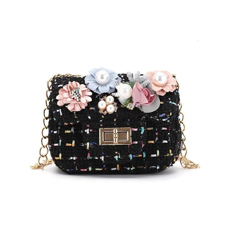 Bear Leader Fashion Childrens Bag Cute Baby Girls 3D Flowers Handbag Waist Bags Small Square Hasp Chain 260311