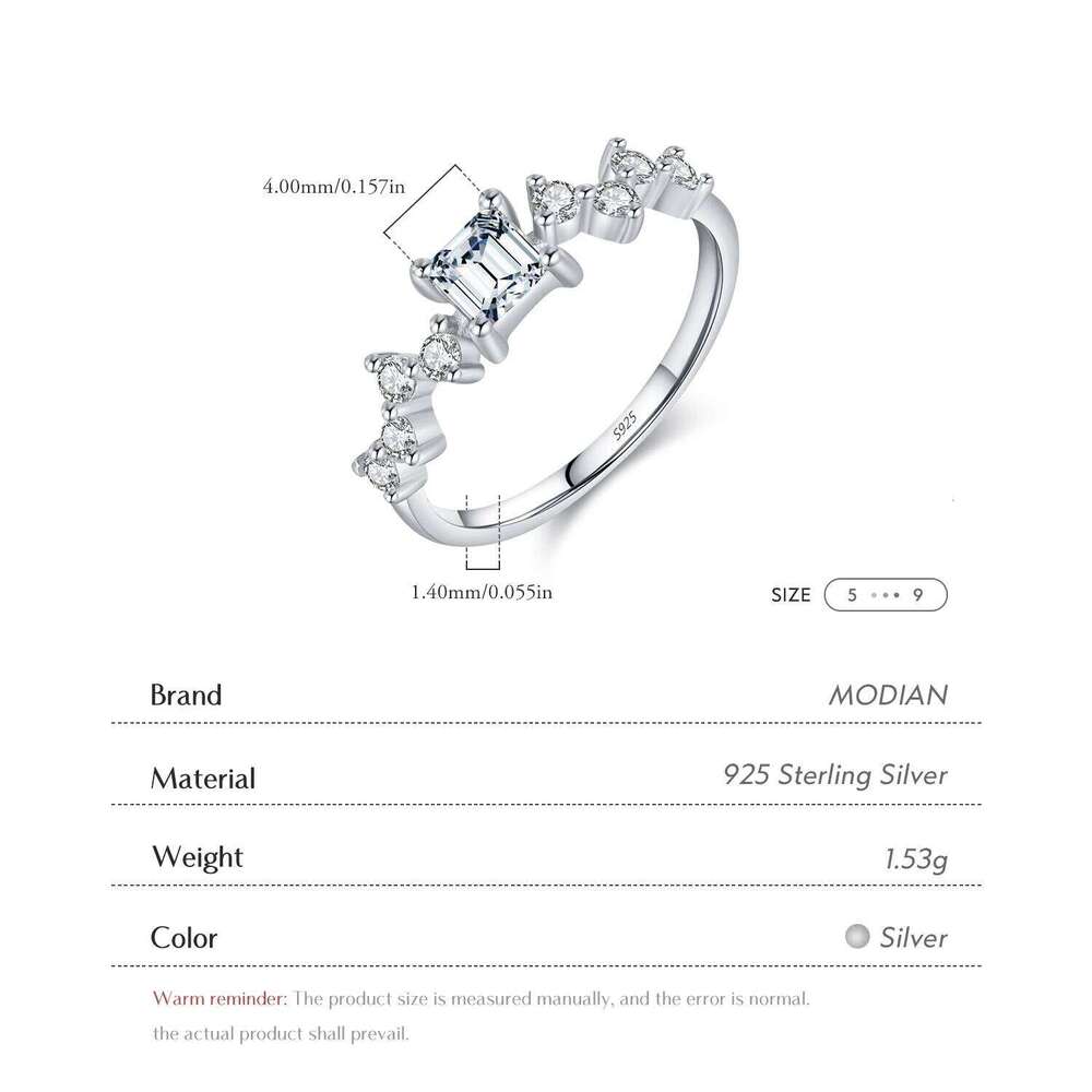 MODIAN Real 925 Sterling Silver Classic Exquisite Sparkling Square CZ Wedding Engagement Band Rings For Women Fine Jewelry H260312