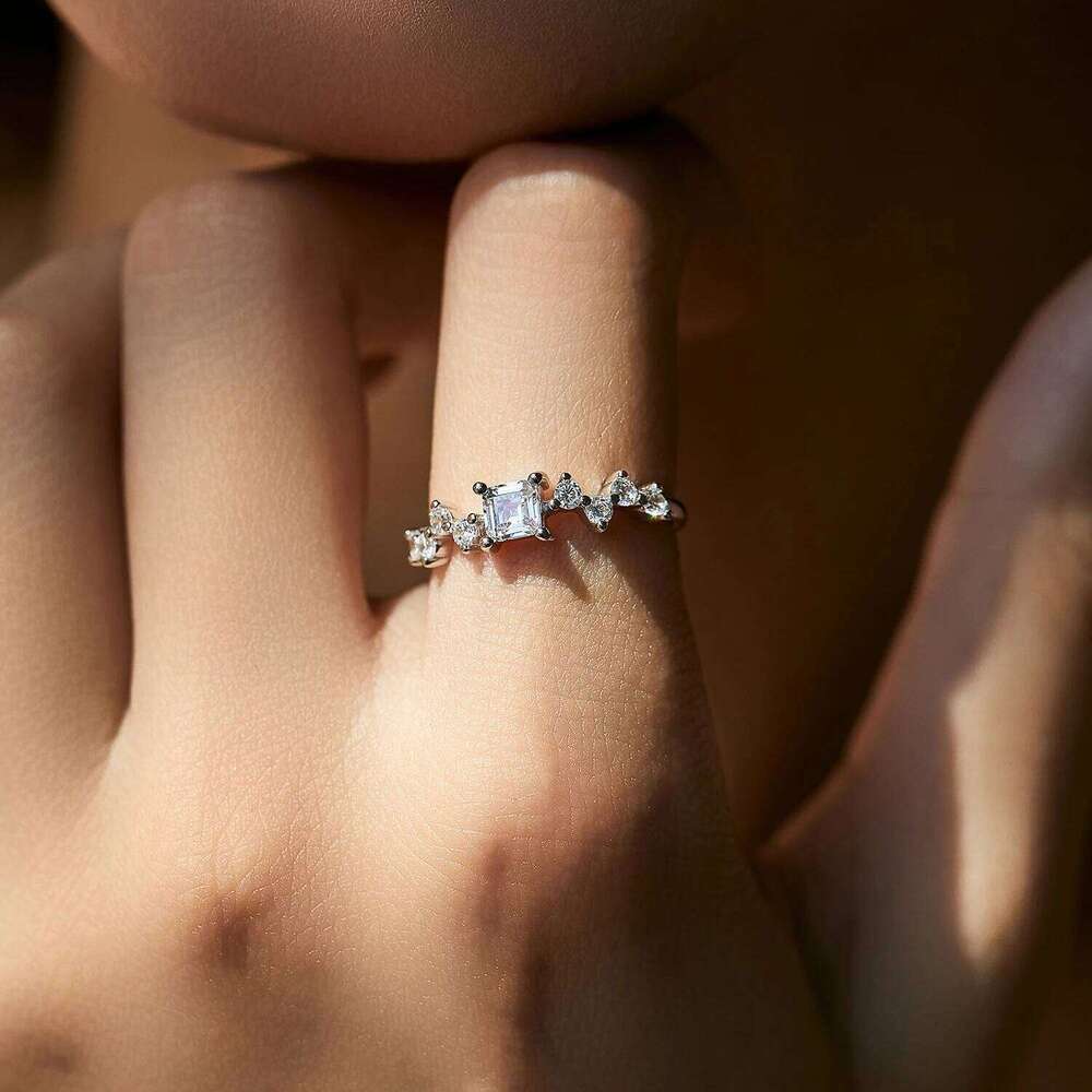MODIAN Real 925 Sterling Silver Classic Exquisite Sparkling Square CZ Wedding Engagement Band Rings For Women Fine Jewelry H260312