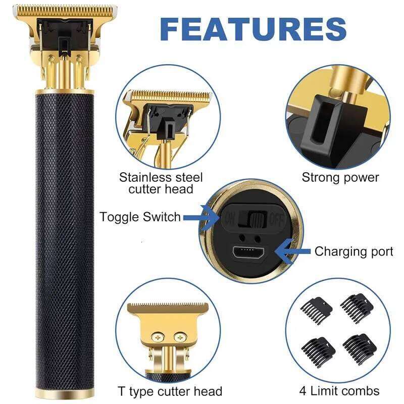 New Men's Retro Cut T9 Professional Cutting Machine Rechargeable Beard Shaver Electric Hair Clipper Trimmer C260312
