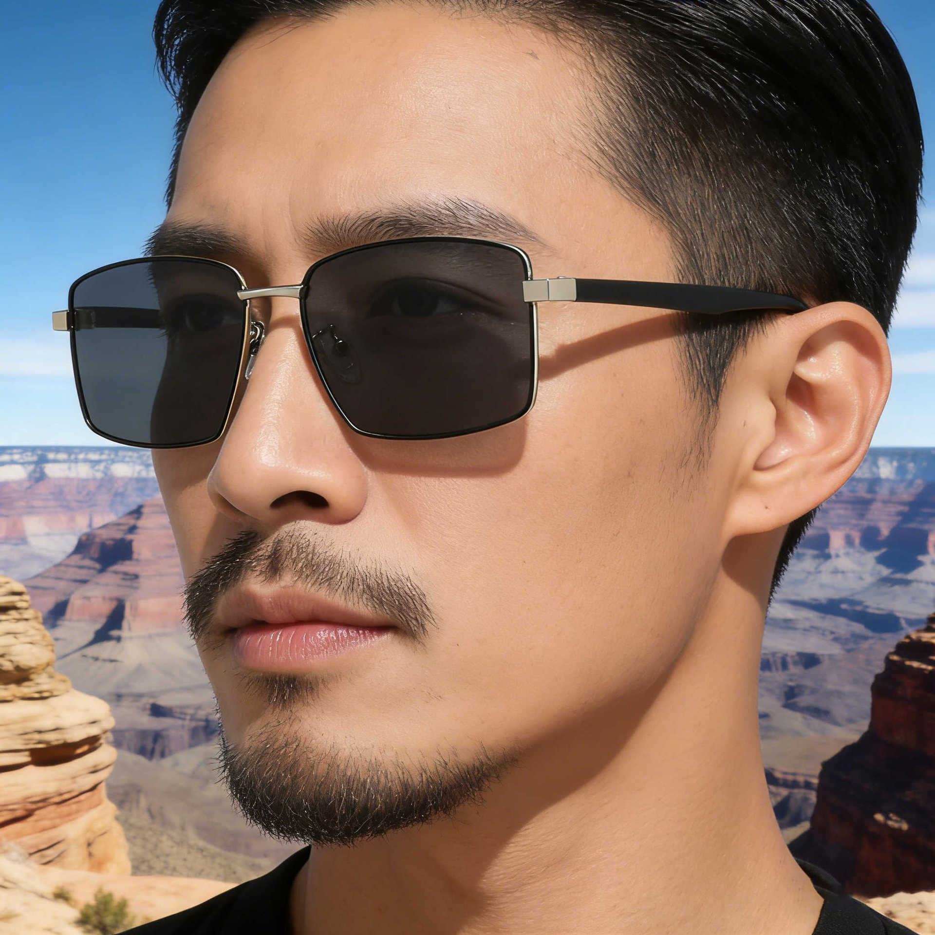 2026 New European American Style Square Small Frame Nylon Polarized Sunglasses for Men, Fashionable and Simple, Sun Protection,
