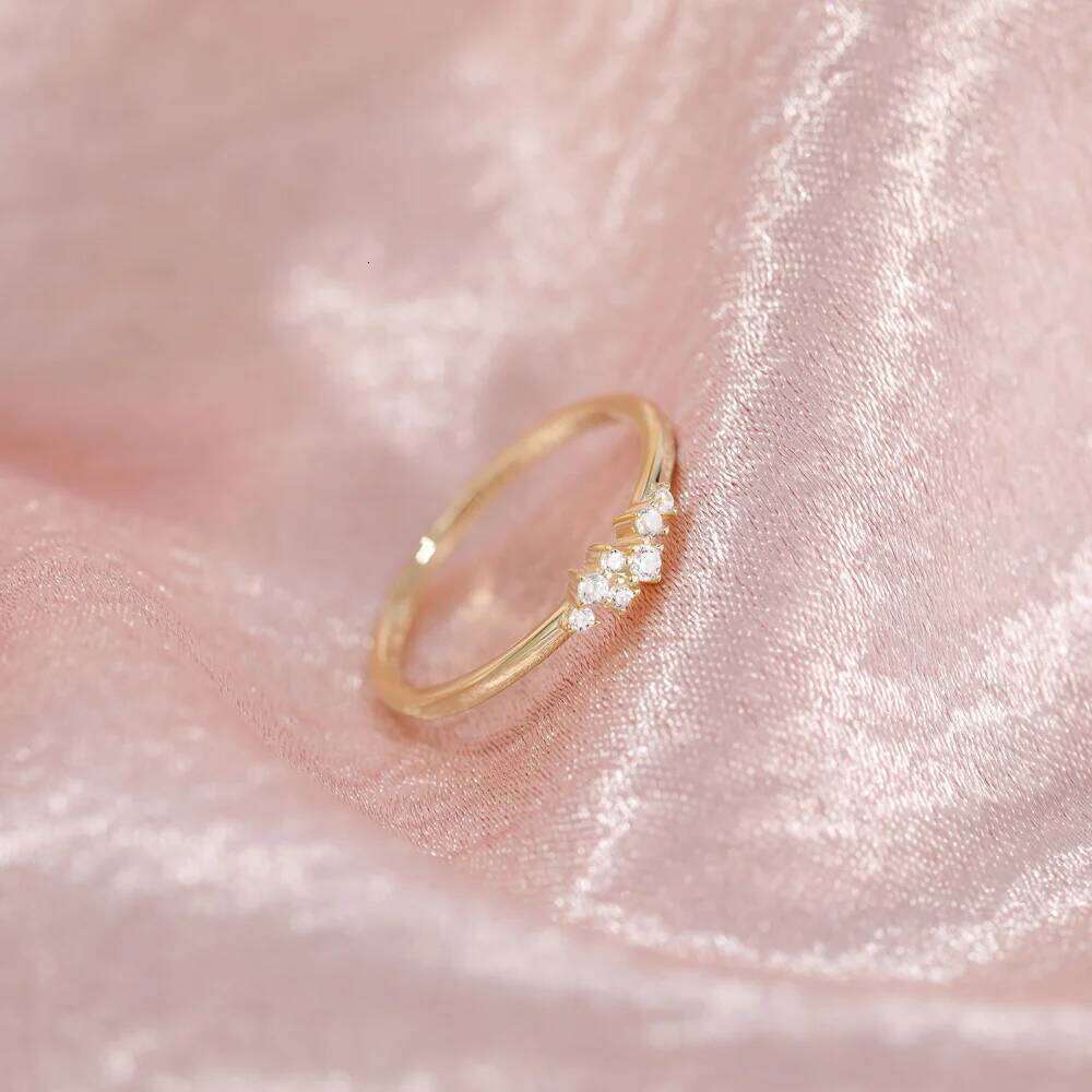 Trumium 1.5mm 925 Sterling Silver 14K Gold Plated CZ Wedding Band Dainty Stackable Cubic Zirconia Engagement Rings for Women H260312