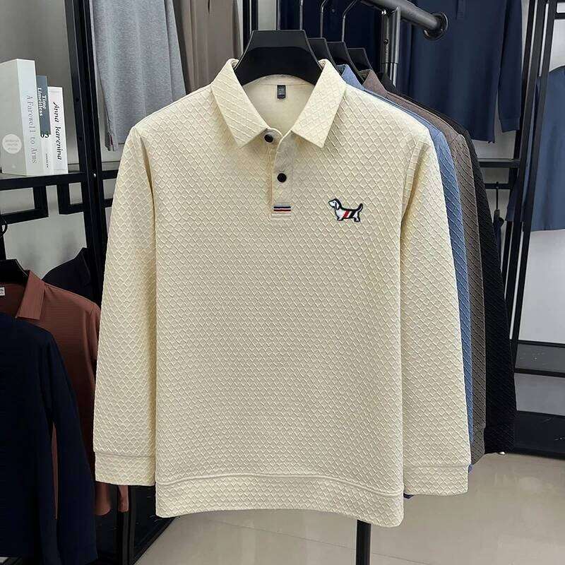 luxury men's new high quality long sleeves Polo shirt lapel embroidery jacquard brant T-shirt business fashion leisure Mens wear