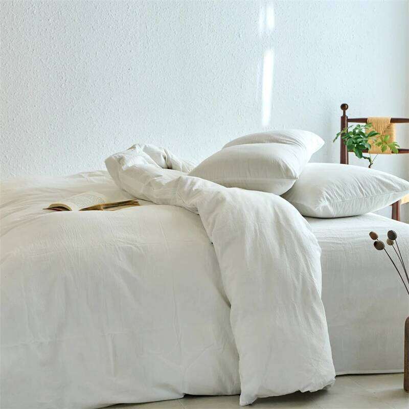 Premium 100% Washed Cotton Yarn-Dyed 3-Piece Set 1 Duvet Cover + 2 Pillowcases, Ultra-Soft Bedding Set, Multiple Sizes H260312