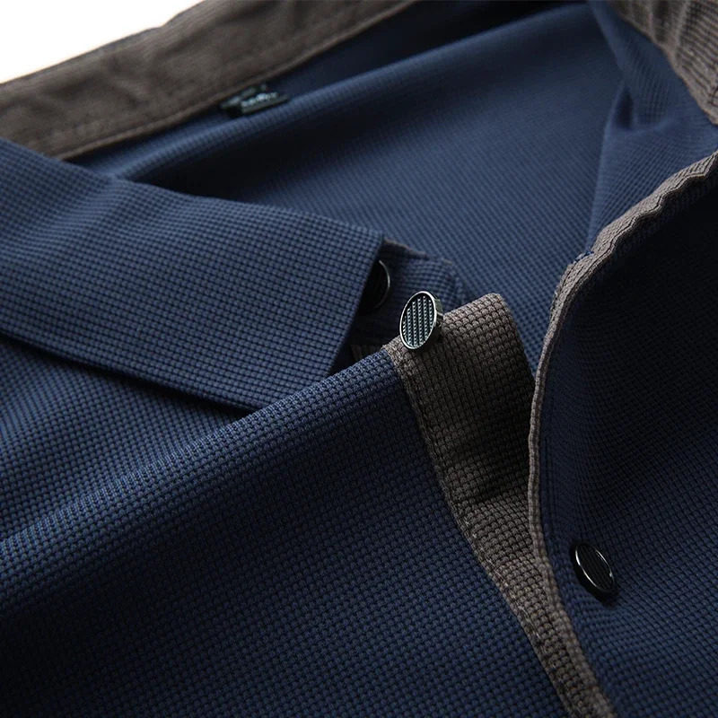 Mens Business Casual Long Sleeve Solid Color Polo Shirt Fashionable Warm Comfortable Four Seasons Versatile Top 260311