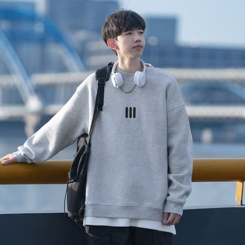 Trendy Brand Men's Sweatshirt New Autumn And Designer Hoodie Winter Fleece-lined Loose Casual Trendy Couple's Sports Crew Neck Top Jacket