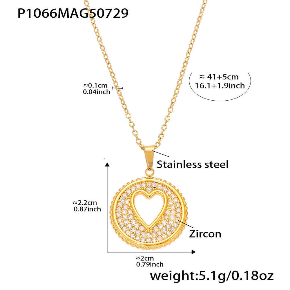 Stainless Steel DIY Cherry, Grape, Pineapple Pendant Necklace Ins Round Hollow Heart Zircon Clavicle Chain