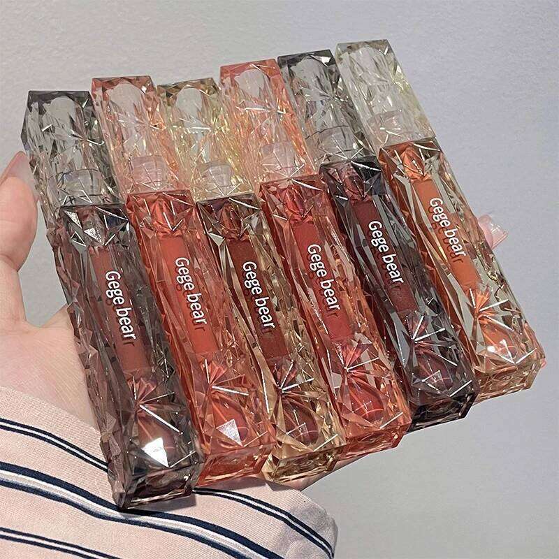 Gegebear Crystal Transparent Lipstick - Long-Lasting Mirror Glaze Easy to Color Lip Gloss with White Drill Detail for Smooth Fin W260311