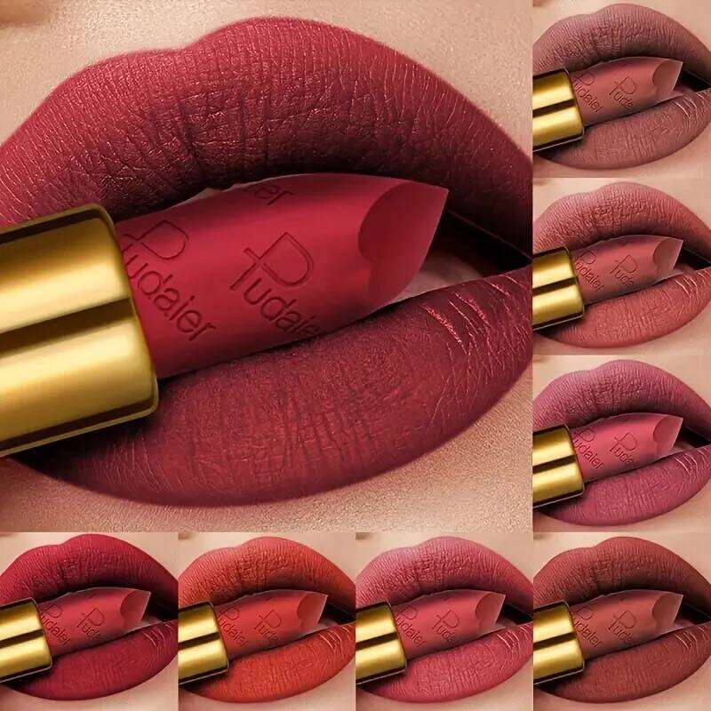Pudaier Velvet Matte Lipstick - 10 Vibrant Colors, Moisturizing & Waterproof, Long-Lasting Nude Perfect Everyday Gift W260311