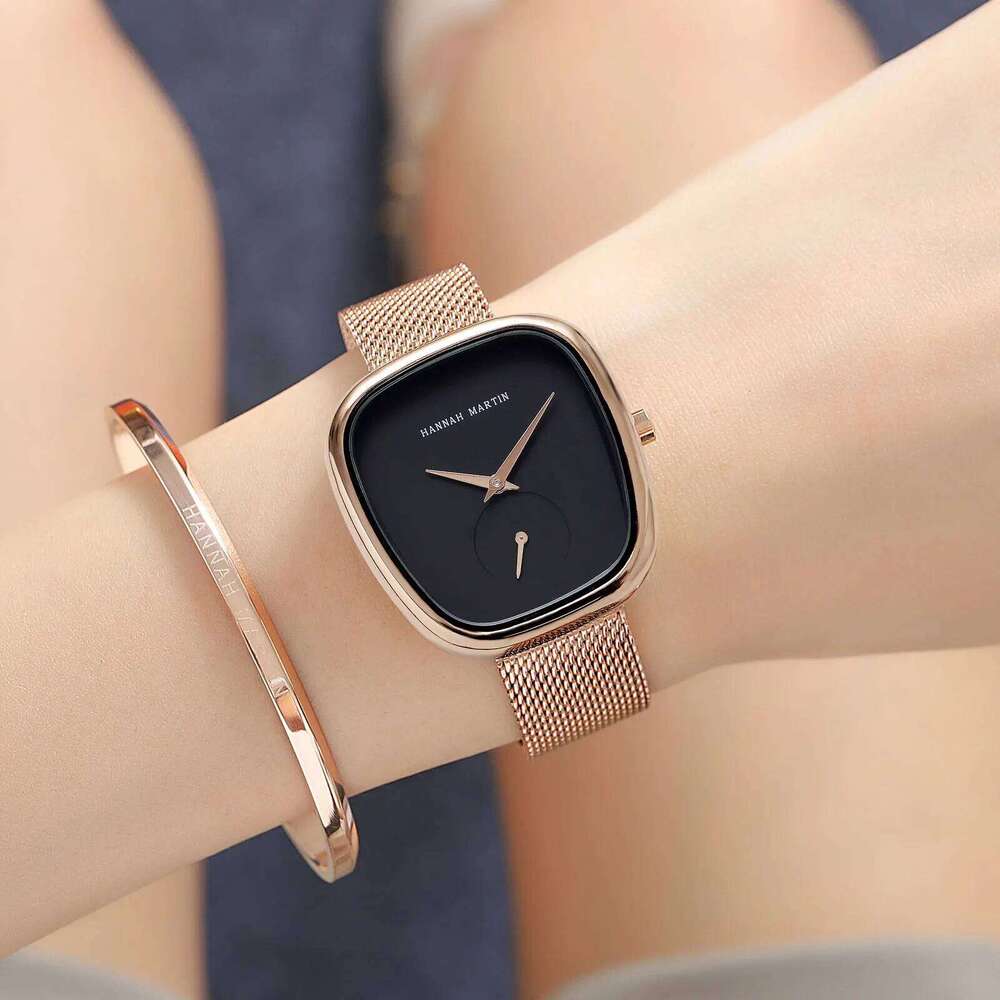 Hannah Martin Luxury Fashion Elegant Ladies Waterproof for Woman Mesh Stainless Steel Quartz Gift Women Watch Reloj