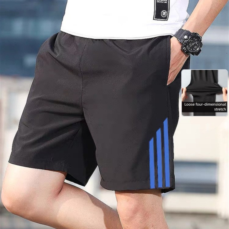 2026 New Designer Luxury Brand Summer Thin Three Stripe Shorts Men's Sports Shorts Quick Drying Elastic Fitness Shorts Casual Breathable Loose Pe