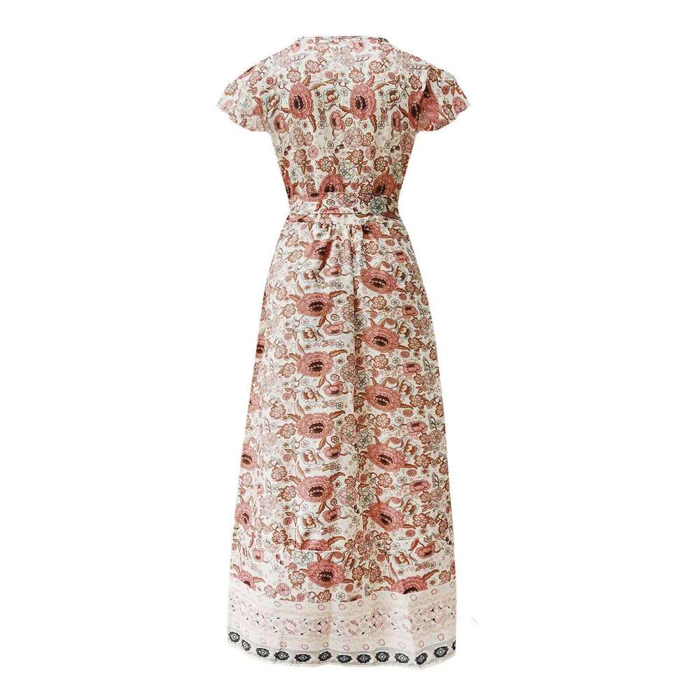 2024 Summer Leisure Hot Sale Holiday Printed Sexy Long Dress Women's Wear C260311