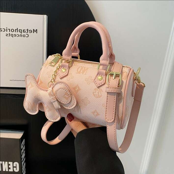 lfashion Style Cartoon Print Handheld Pillow for Women, Vintage Single Shoulder Boston Bag, 2026 New High-end Crossbody Bag