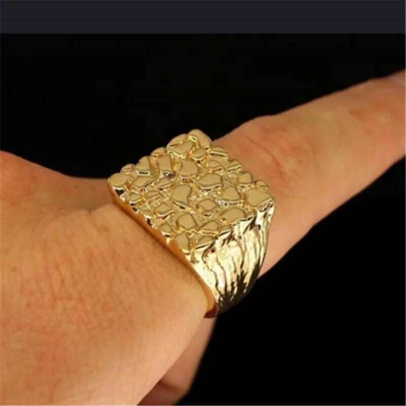 New Jewelry Hollowed-out Electroplating Protection Wear Resistant Men's Ring Personality Uneven Bumpy Rings H260312