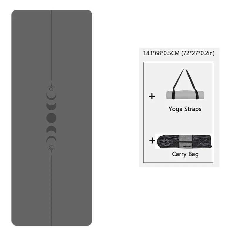 183cm Natural Rubber PU Yoga Mat Thickened Widened Shock-absorbing Non-slip Sweat-absorbent Sun-moon Fitness Meditation Mat M260312