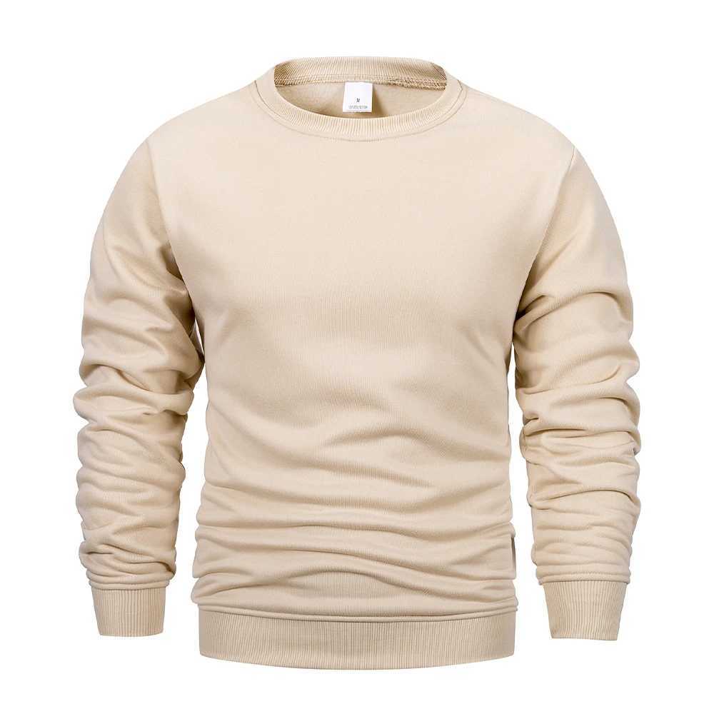 Mens Crew Neck Hoodies Autumn Winter Fleece Warm Casual Loose Pullover Solid Color Round Neck Sport Long Sleeved Sweatshirt M260312