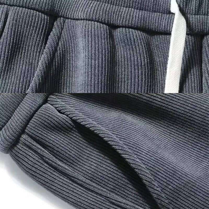 Men Tech Fleece Embroidery Sweatpants Baggy Corduroy Jogger Male Autumn Casual Harem Pants Loose Sport Thermal Trousers