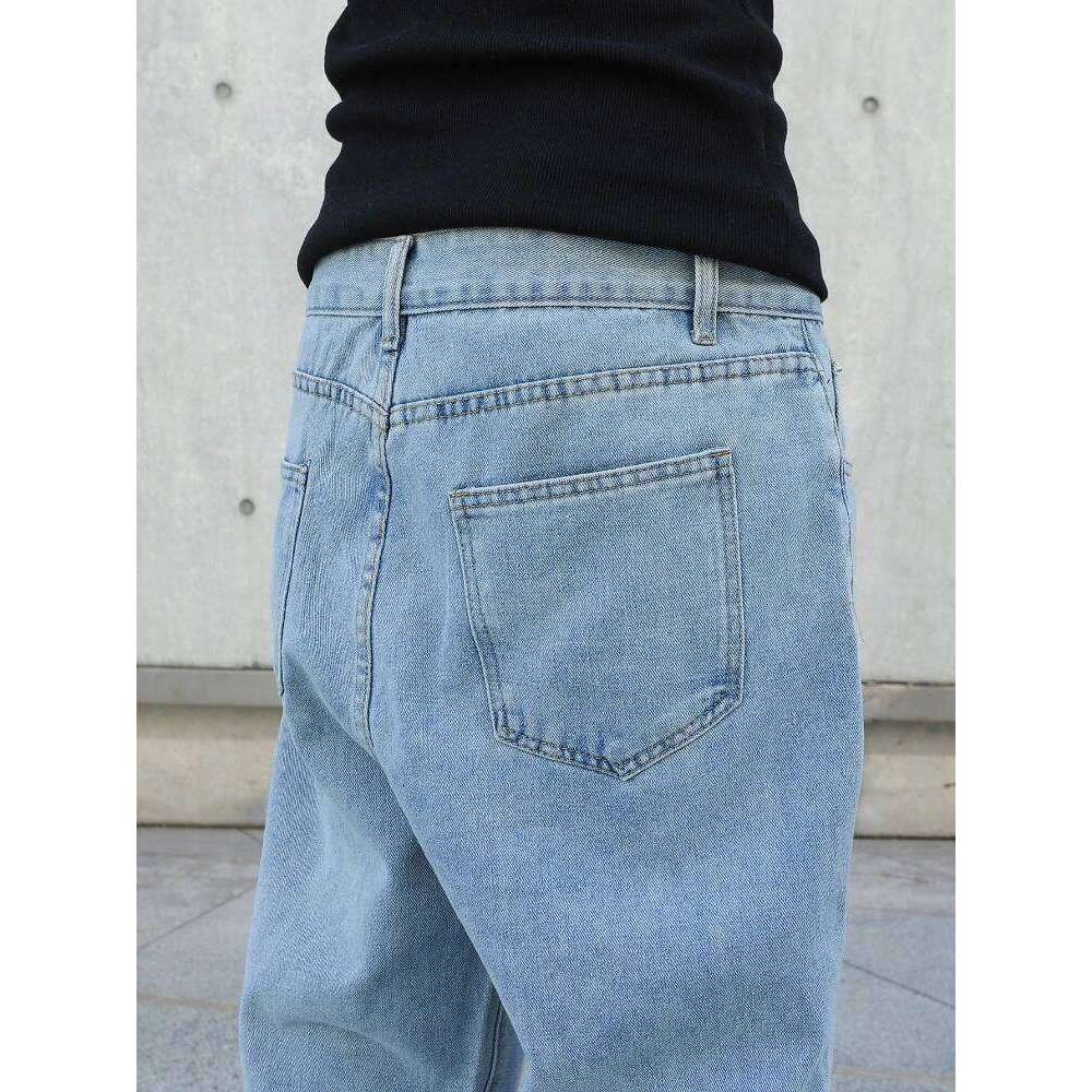 Spring Autumn Men Baggy Jeans Oversize Straight Loose Casual Denim Trousers Solid Color Streetwear Fashion Y2k Wide Leg Pants 26Y0312