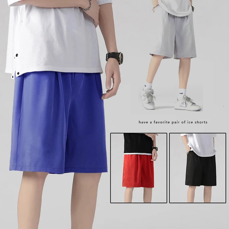 Summer Breathable Men Mesh Shorts Gym ice silk stylish Casual Loose Joggers Outdoor Fitness Beach Short Pants Sweatshorts 260228