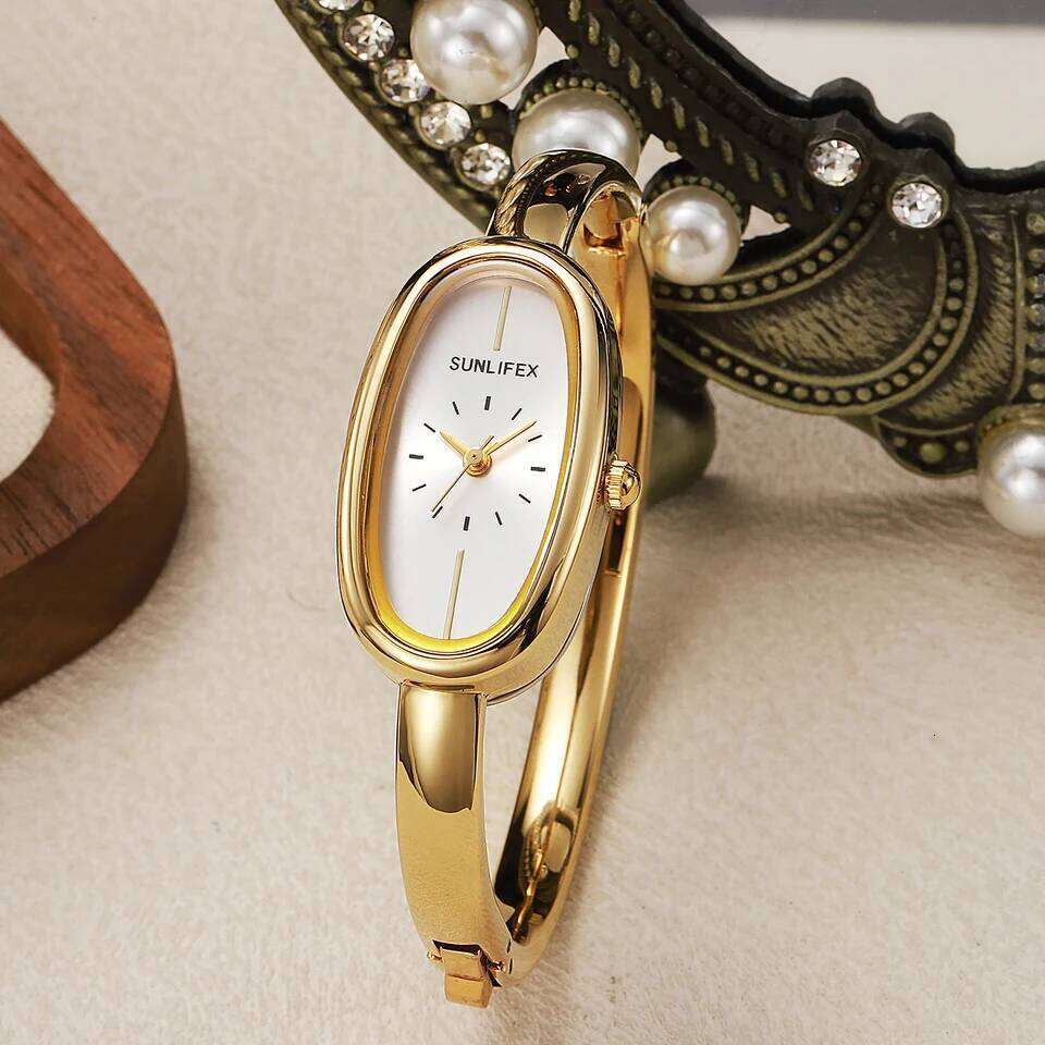 New luxury elegant ladies bracelet simple scale dial oval waterproof women's quartz watch Reloj