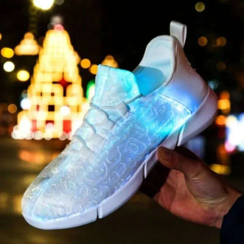 Spring Boy Luminous Glowing Sneakers Men Women Girl Kids LED Light Children Flashing Adults USB Recharge Fiber Optic Shoes H260312