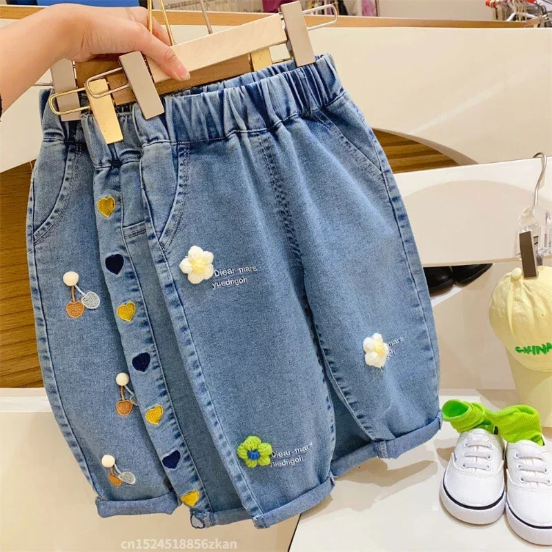 Ambroidered Flower Girl Jeans Baby Boy Kids Pants Daduhey Wide Leg Harem Trousers Clothes Bottoms 260311