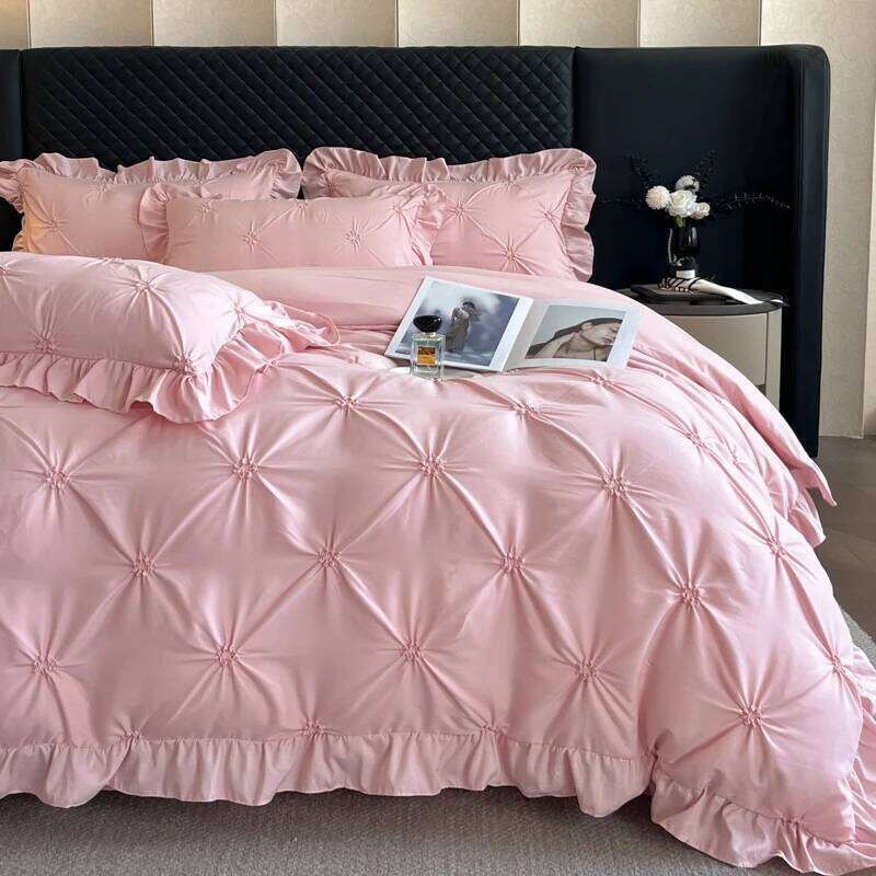 2025 new solid color princess wind-washed skin-friendly cotton twist lace craftsmanship beautiful series four-piece set H260312