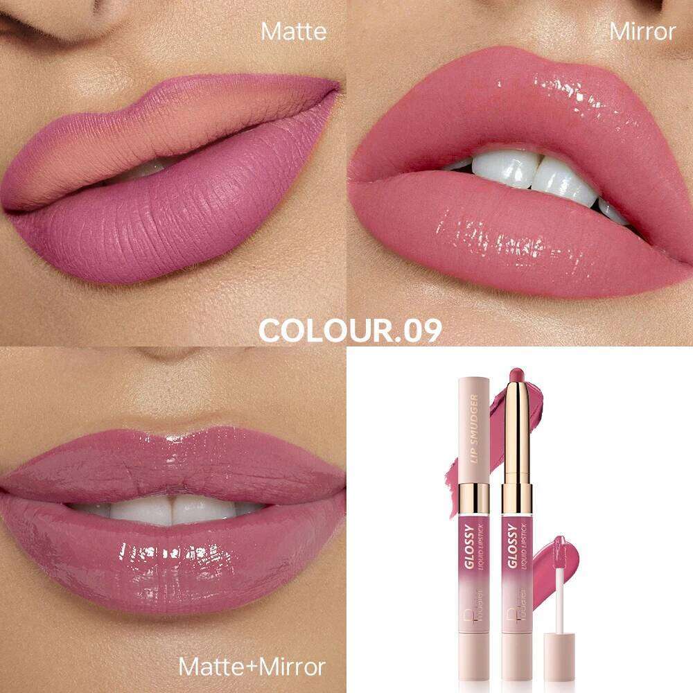 Double-ended lip gloss, moisturizing hydrating, long-lasting colorfast, with a dual effect of matte and glossy finishes. W260311