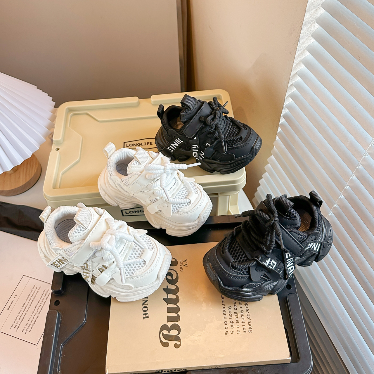 Kids Chunky Sneakers Breathable Mesh Toddler Sport Shoes Non-Slip Casual Trainers Eco-Friendly Soft Insole for Boys Girls Free Shipping