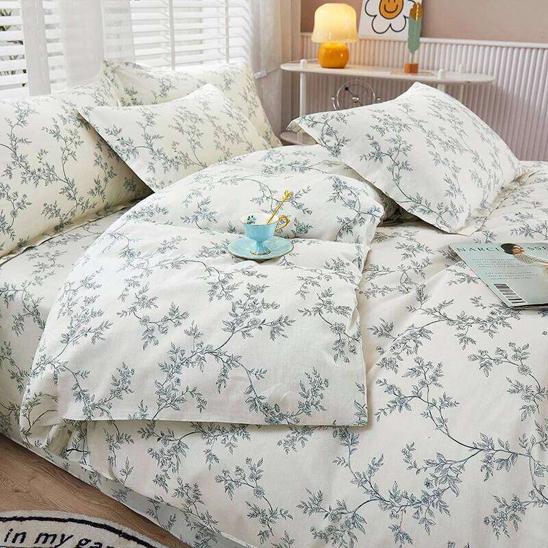 100% Cotton 3pc/Set Duvet Cover,No Filler,Floral Ins Style Skin-Friendly, Soft Comfortable Fabric,Single/Queen Size Bedding Set H260312