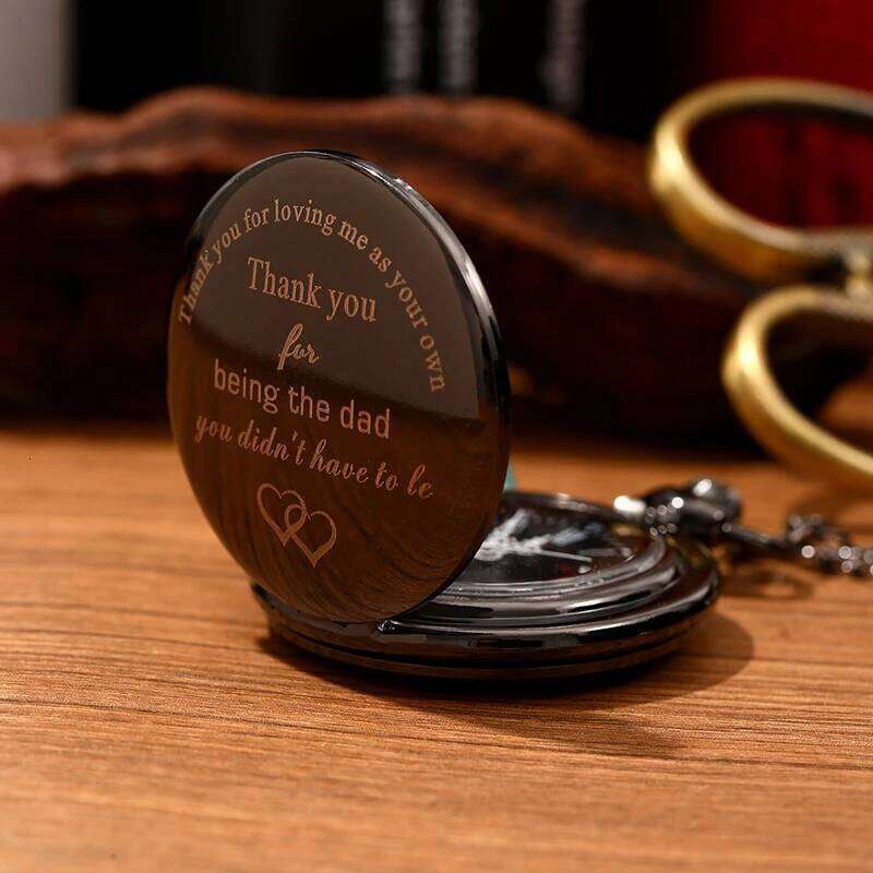 DAD Design Birthday Gift Quartz Watch For Men Vintage Pendant Fob Chain Pocket Clock