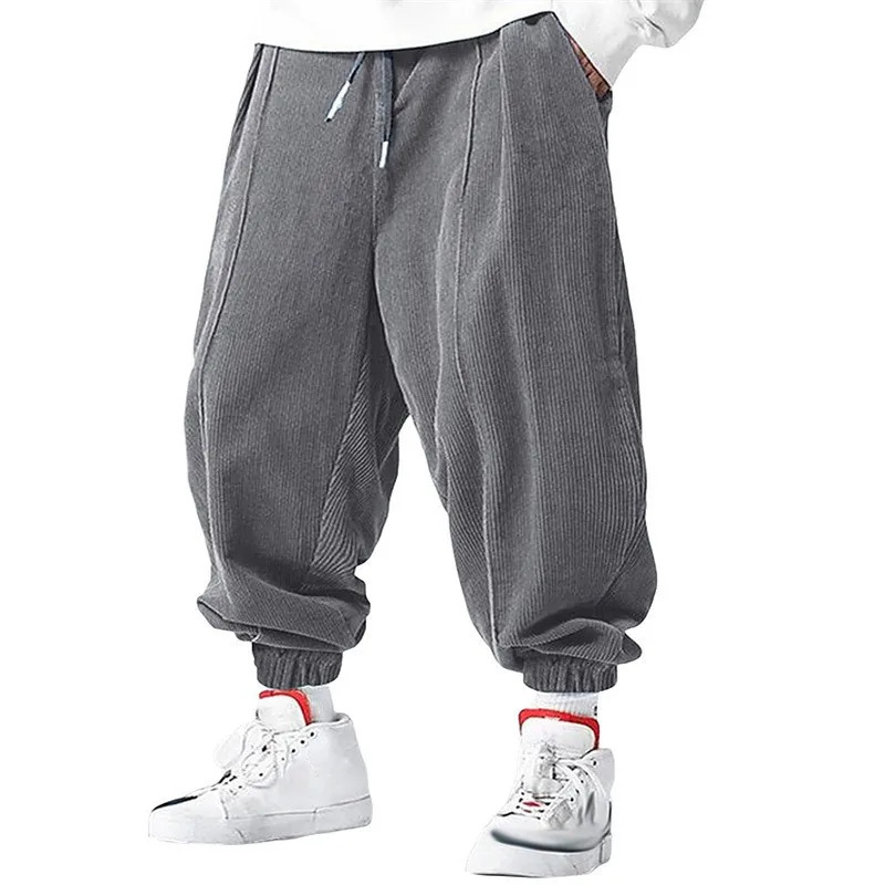 Fall Mens Casual Loose Drawstring Pants - Fashion High-End Hip-Hop Style Premium Corduroy - Trendy Cuffed Pants 260311
